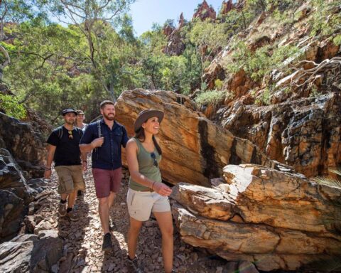 People walking the Larapinta Trail