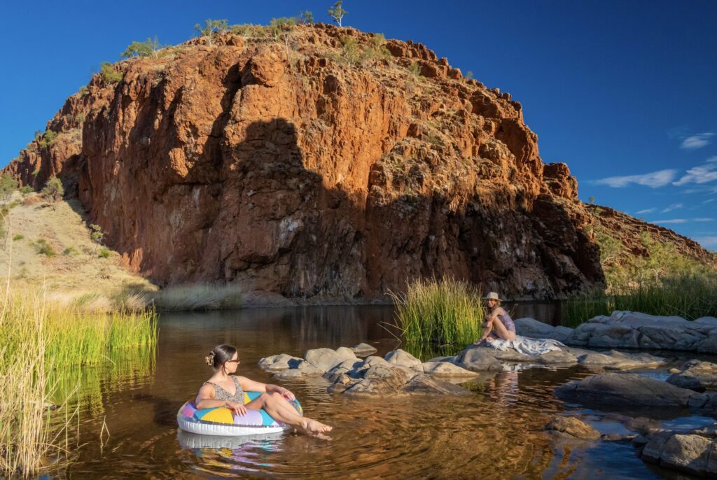 Swimming in Glen Helen Gorge 