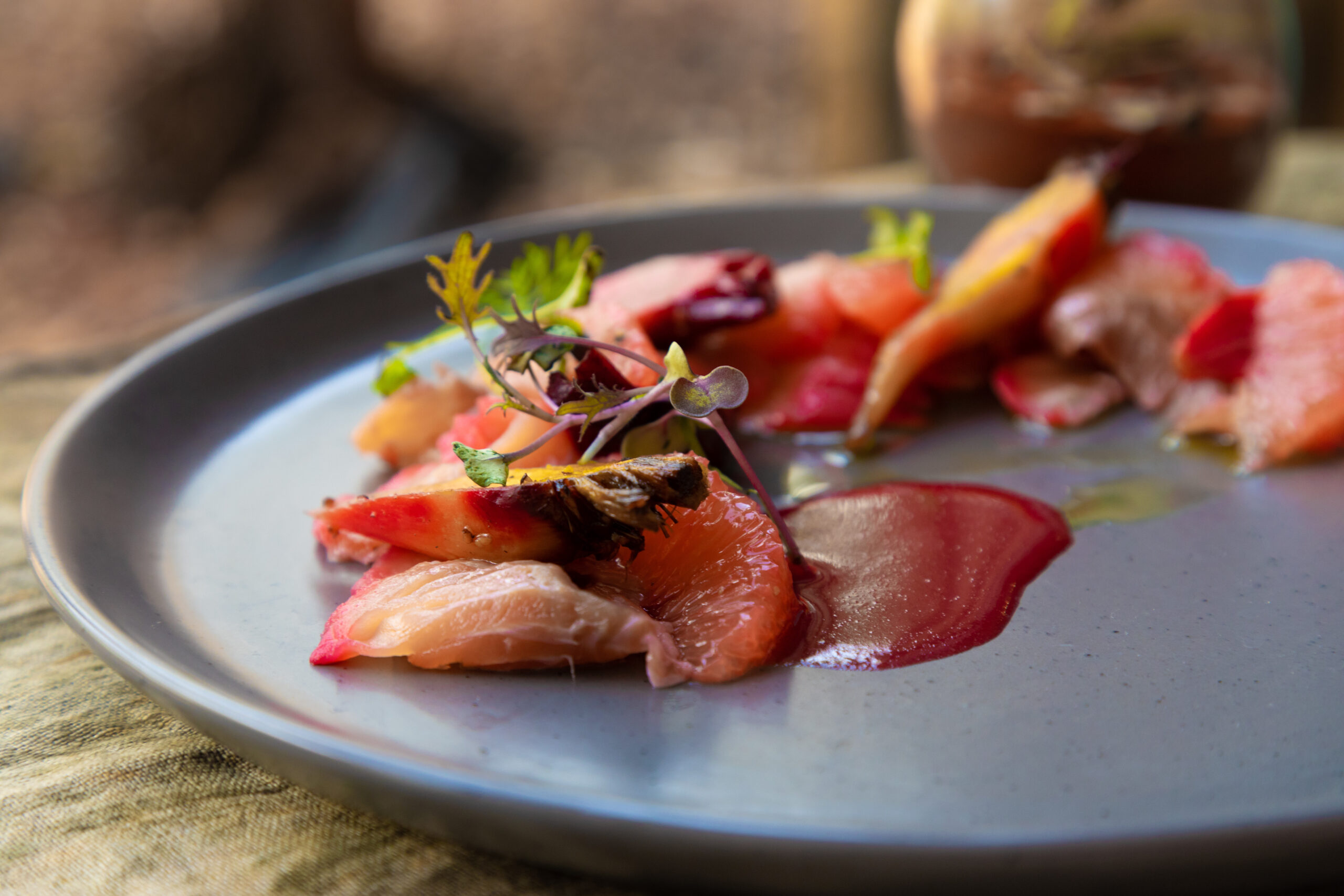 Dining at Saltbush Restaurant in the Alice Springs region.